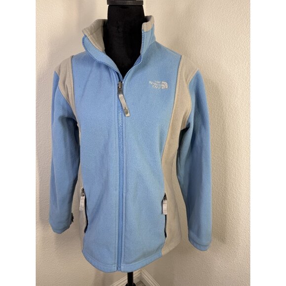 The North Face Womens Full-Zip Fleece Jacket L Blue/Grey Polyester - Picture 1 of 7